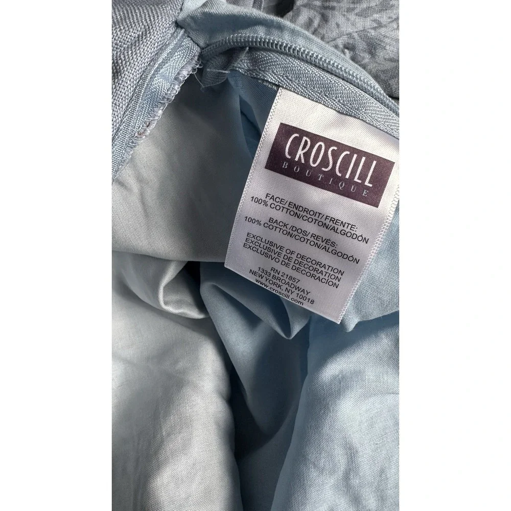 Croscill Zoelle King Comforter & 2 Pillow Shams 3 Pc Set Blue Embroidered Cotton